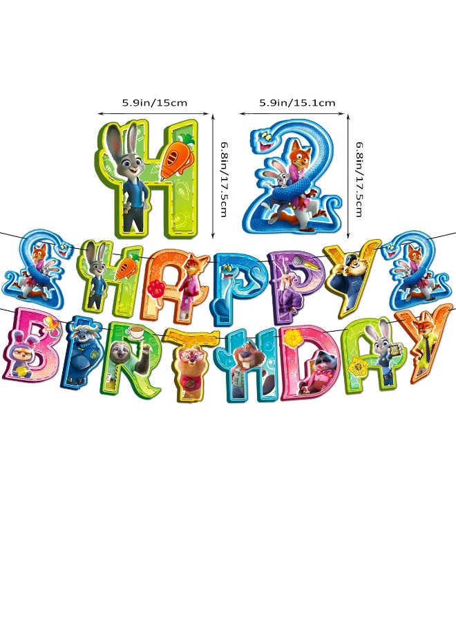 Zootopia Theme Balloon Set with Happy Birthday Banner,Cake Topper,Hanging Spins,Perfect for Graduation Baby Shower Birthday Bachelorette Party Backdrop Decoration,Suitable for Indoor and Outdoor - Image 4