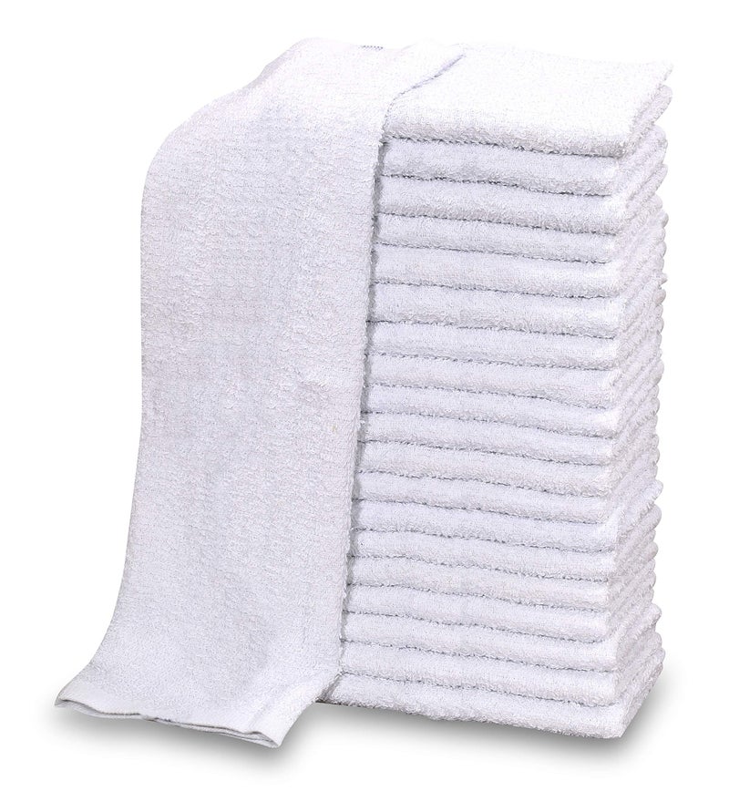 GOLD TEXTILES 36 PC New Cotton Blend White Restaurant Bar Mops Kitchen Towels 28oz 3 Dozen 36 White