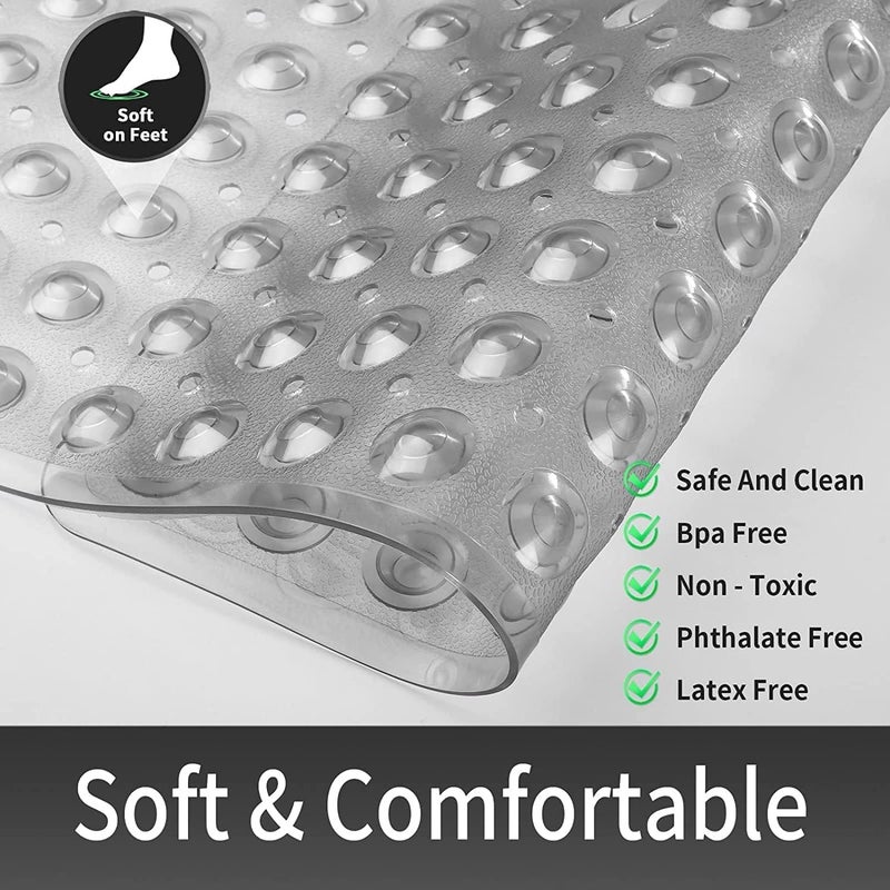 Square Shower Mat Non Slip Anti Mould - 53 x 53cm/21 x 21inch Grey Anti Slip Bath Mat with Suction Cups - Image 2