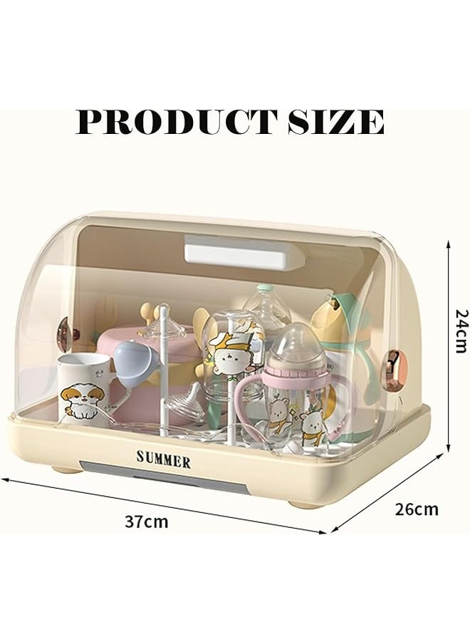 U-HOOME - Baby Bottle Drying Rack Storage Holder Large Nursing Bottle Storage Box Organizer With Cover - Image 1