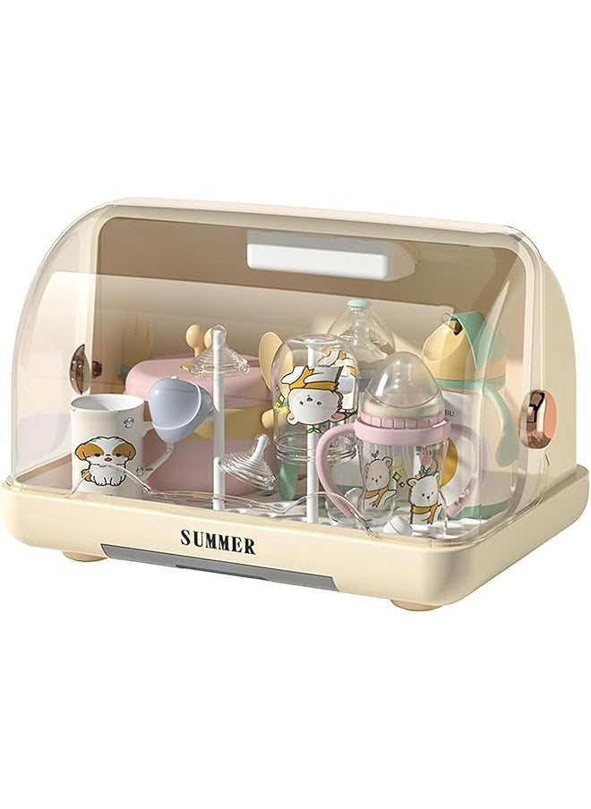 U-HOOME - Baby Bottle Drying Rack Storage Holder Large Nursing Bottle Storage Box Organizer With Cover - Image 1