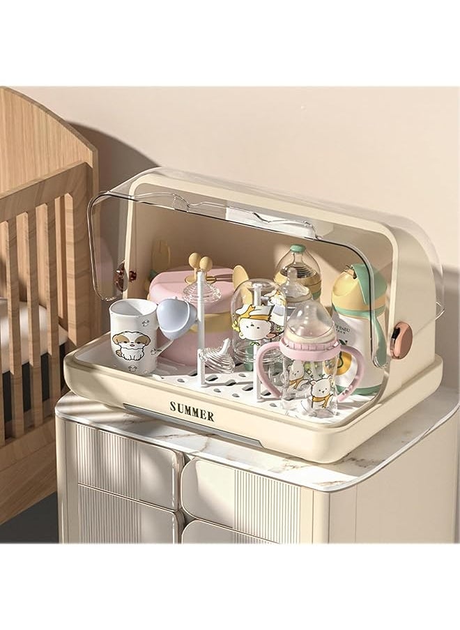 U-HOOME - Baby Bottle Drying Rack Storage Holder Large Nursing Bottle Storage Box Organizer With Cover - Image 1