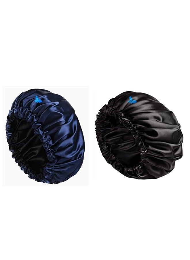 Bless 2 piece Satin hair bonnet for sleeping in various colors blue - purple - pink - burgundy - beige - burgundy - Image 1