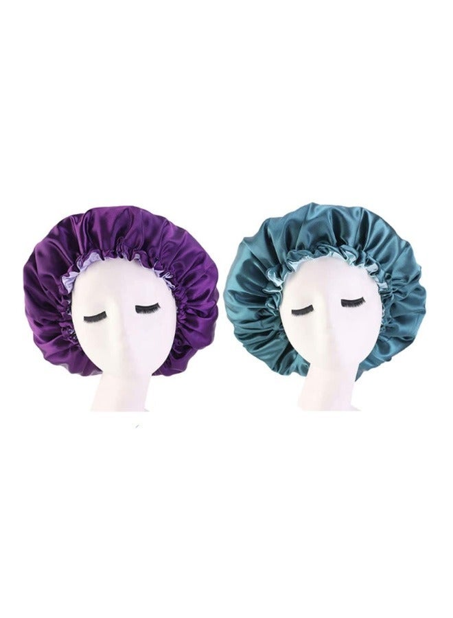 Bless 2 piece Satin hair bonnet for sleeping in various colors blue - purple - pink - burgundy - beige - burgundy - Image 2