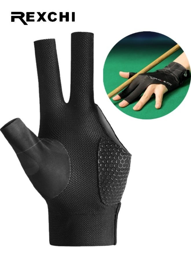 REXCHI Billiard Gloves, Light And Breathable Three-Finger Gloves, Snooker Table Tennis Non-Slip Gloves Single Pack Suitable For Left Hand  - Image 1