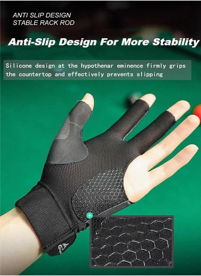 REXCHI Billiard Gloves, Light And Breathable Three-Finger Gloves, Snooker Table Tennis Non-Slip Gloves Single Pack Suitable For Left Hand  - Image 3