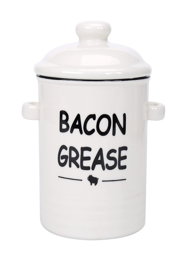 SOLIGT Ceramic Bacon Grease Container with Strainer - 600ml / 20oz Farmhouse Bacon Grease Keeper with Easy-Grip Handle, Bacon Fat Can for Grease Drippings and Storage - Creamy-white - Image 1