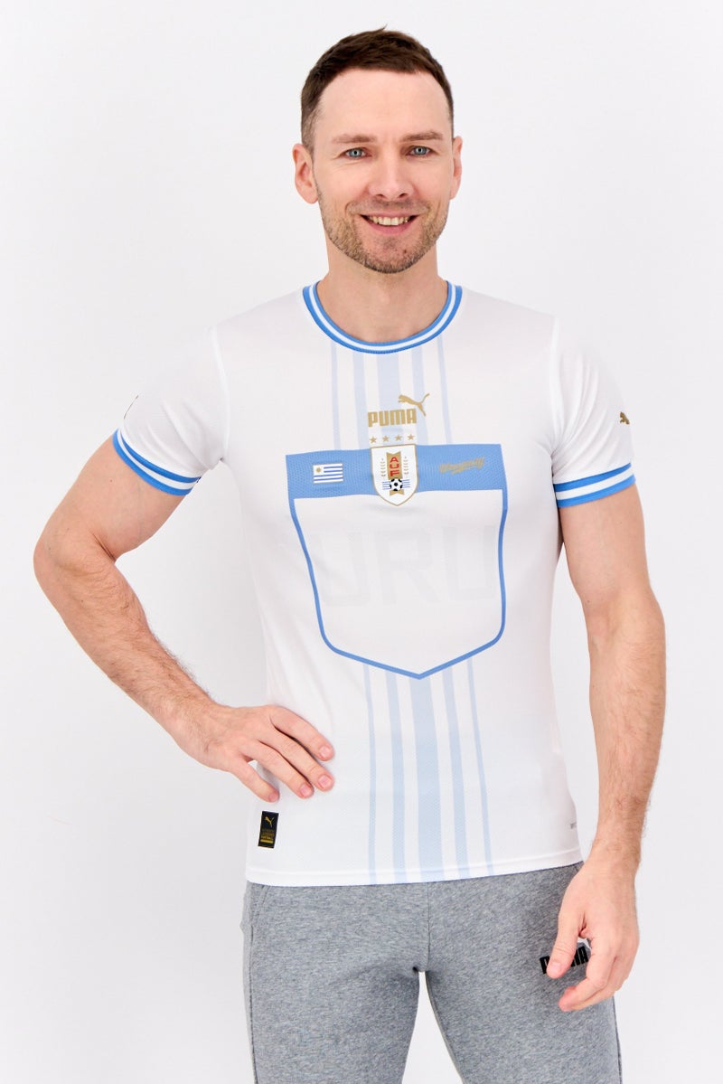 PUMA تي شيرت منتخب الأوروغواي لكرة القدم للرجال بأكمام قصيرة، أبيض - Image 1