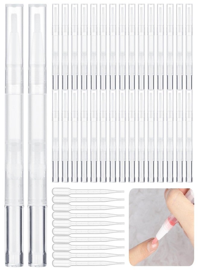 Homaisson 50 Pack 3ml Transparent Twist Pen with Pipettes, Empty Cuticle Oil Pen Refillable Nail Oil Pens with Brush Tip, Empty Cosmetic Lip Gloss Tubes, Clear Eyelash Growth Liquid Containers - Image 1