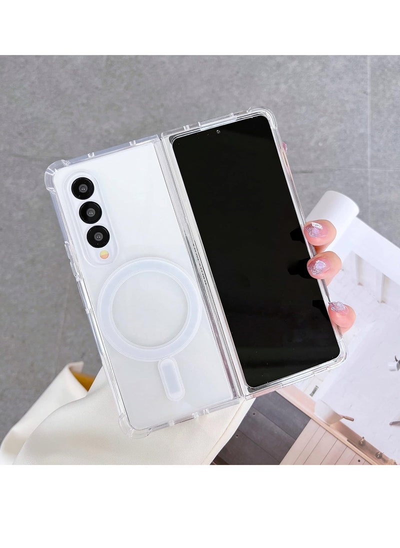 JOMILA Samsung Galaxy Z Fold 3 Magnetic Clear Case Cover Compatible with Mag safe Card Wallet and Wireless Charger Transparent Shockproof and Drop-Proof Anti-Yellowing Case Samsung Galaxy Z Fold 3  - Image 4