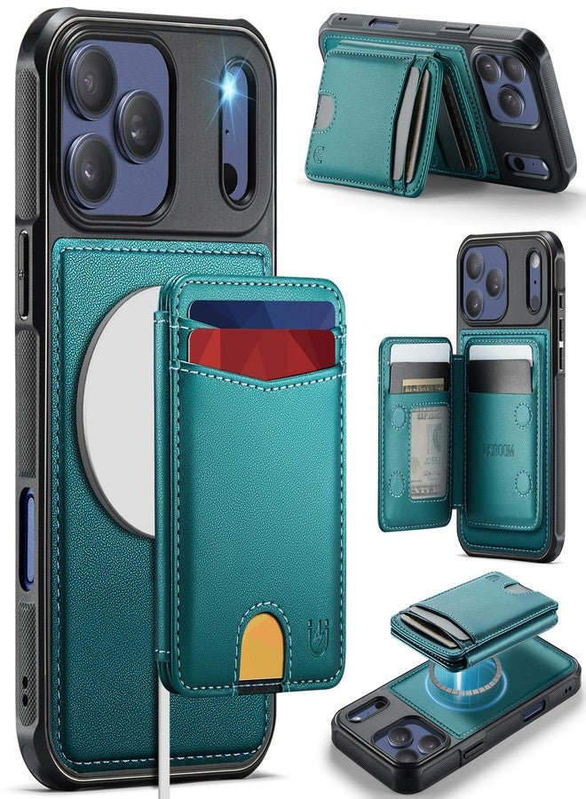 Usroom for iPhone 17 Pro Case Wallet Compatible with Magsafe, RFID Blocking Magnetic Card Holder 2 in 1 Detachable Kickstand Shockproof Phone Case for iPhone 17 Pro 6.3" Bluish Green - Image 1