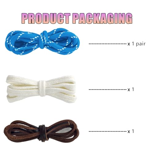UamGlsob 4PCS Multi Color Shoe Laces for Sneakers, Cool Fun Cute Design DIY Fashion Colored Shoelaces Replacement Strings (Multicolor-Blue) - Image 2