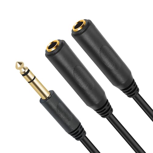 SiYear 6.35mm 1/4 inch Male Plug Stereo to 2 Dual 1/4 "TRS Female Jack Connector Audio Speaker Cable, Y Splitter Adapter Cable (20CM / 8Inch) - Image 3