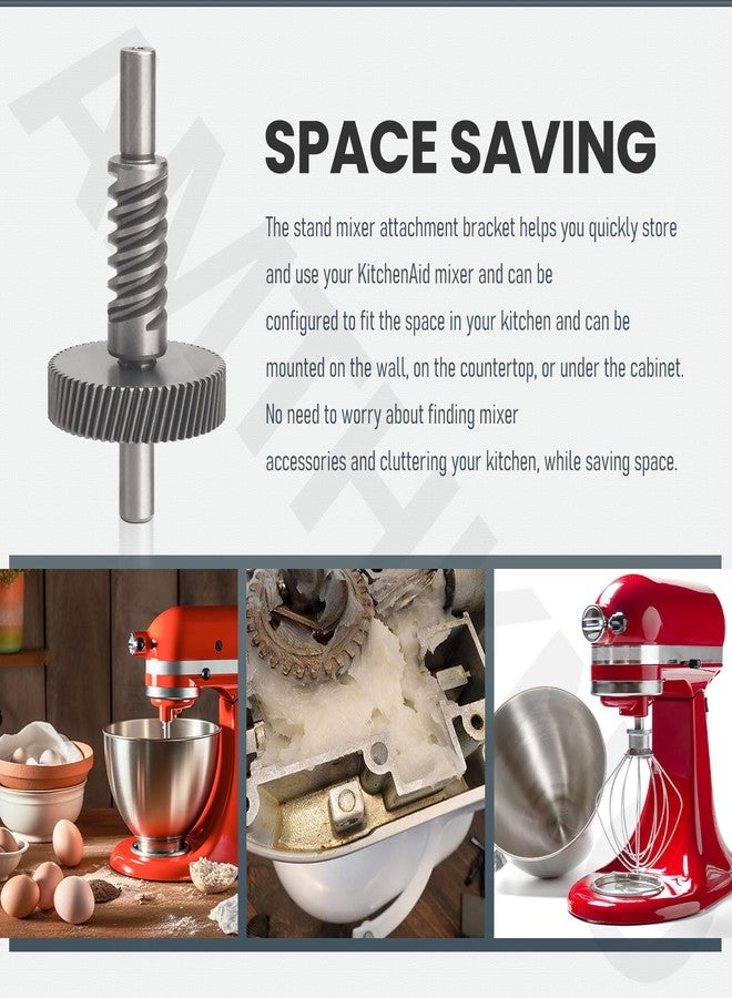 AMTHKNO طقم تروس دودية لخلاط كيتشن إيد/ويرلبول سعة 5 و6 كوارت، بديل للأرقام 9706529 و9709511 و9703337 و9709231، يحتوي على 113 مل من الشحم الغذائي، وحوامل ملحقات الخلاط، ووصلة عمود قص ملحق المعكرونة - Image 3