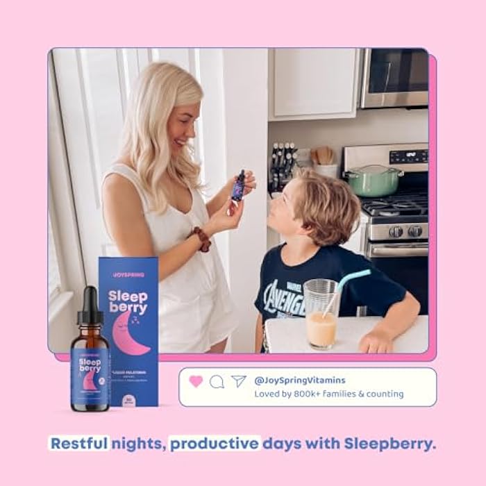 JoySpring Sleepberry Kids Melatonin 3 mg – Liquid Sleep Aid with L Theanine, High Absorption Berry Drops (2 fl oz) 60 Servings, Children's Melatonin with Vitamin D Kids Travel Essentials - Image 4