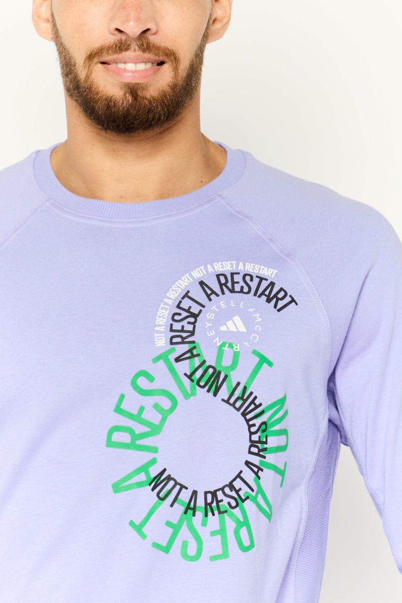 Adidas by Stella McCartney Men Sportswear Fit Long Sleeves Running Sweatshirt, Lavender - Image 3