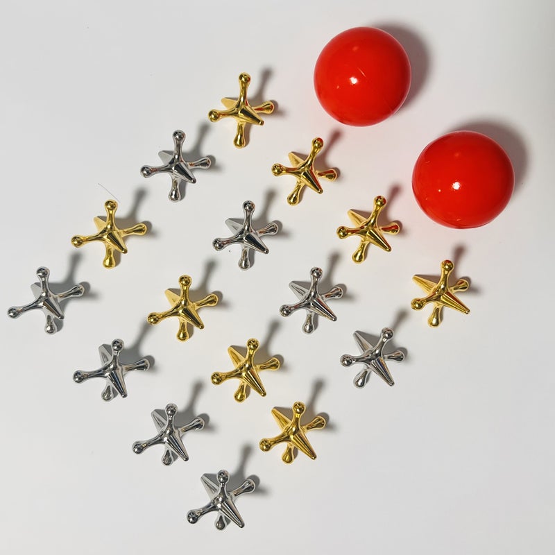 18 Pcs Metal Jack Grab And Throw Game Set With 16 Jacks And 2 Balls For Outdoor Retro Classic Activities - Image 1