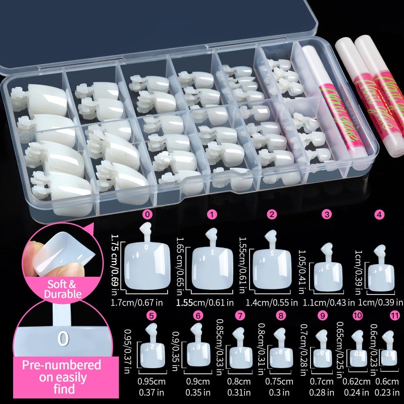 Teenitor 120pcs Natural Toe Nail Press ons, Press On Toenails for Women with Nail Glue, Toe Nail Tips Toe Press on Nails Fake Toenails Toe Tips - Image 2