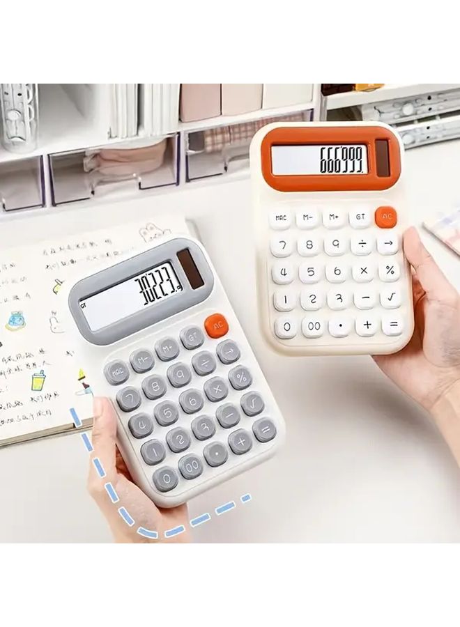 Cream Color 12 Digit Large Display Calculator Solar Battery Dual Power Office Home - Image 2