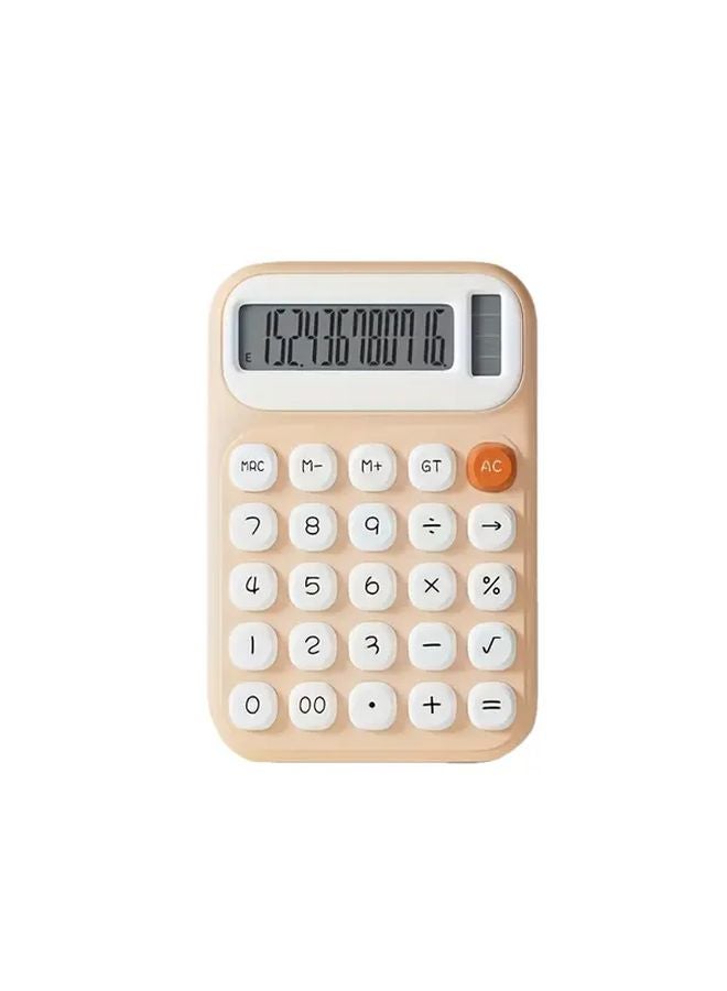 Cream Color 12 Digit Large Display Calculator Solar Battery Dual Power Office Home - Image 1