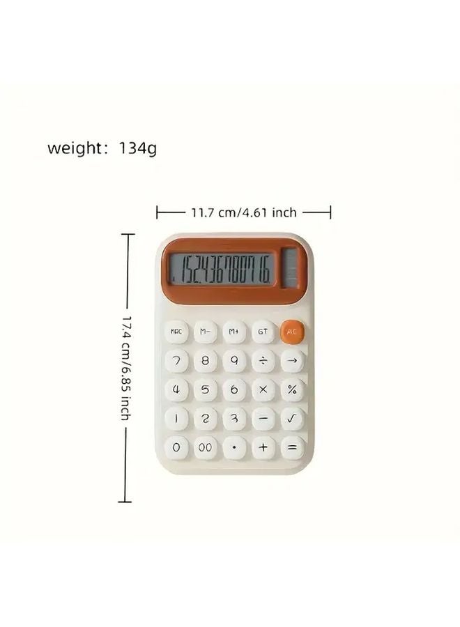 Cream Color 12 Digit Large Display Calculator Solar Battery Dual Power Office Home - Image 3