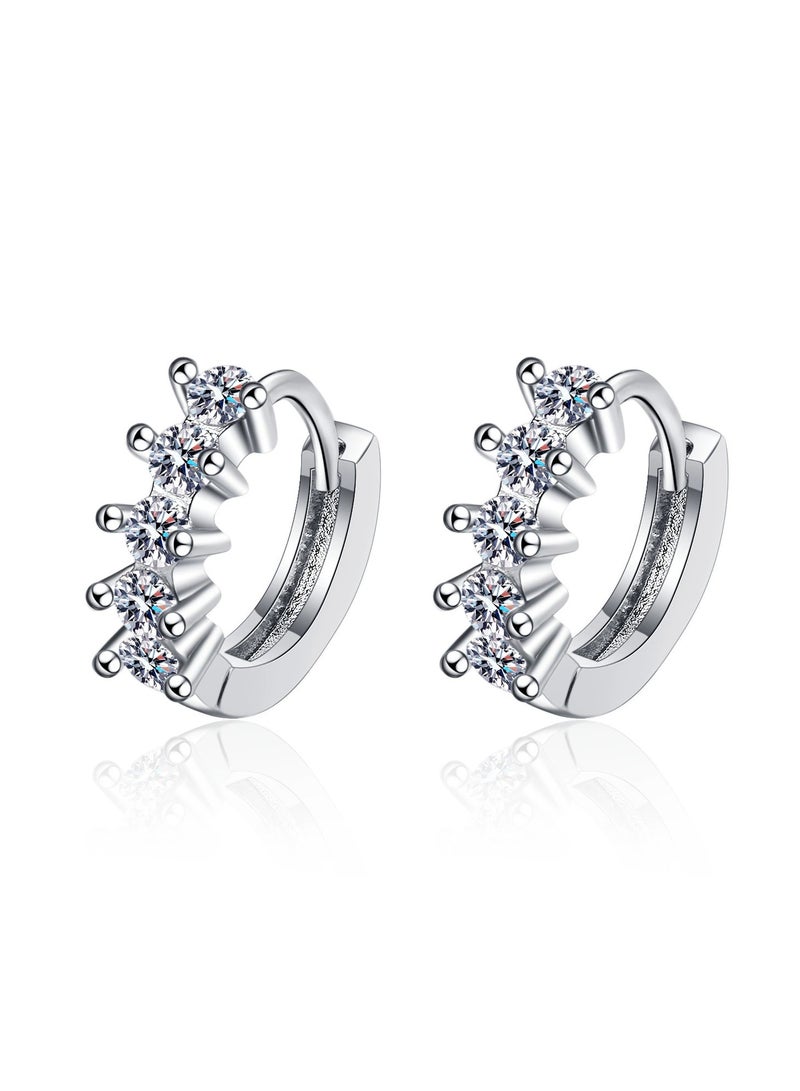 2025 New Luxury 925 Sterling Silver CZ Geometric Hoop Earrings – Fashionable Prong-Set Zircon Huggie Hoops, Hypoallergenic Jewelry for Women, Wedding & Daily Wear Accessories, Trendy Gift Idea - Image 1