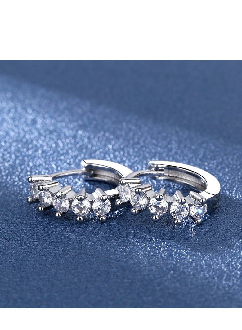 2025 New Luxury 925 Sterling Silver CZ Geometric Hoop Earrings – Fashionable Prong-Set Zircon Huggie Hoops, Hypoallergenic Jewelry for Women, Wedding & Daily Wear Accessories, Trendy Gift Idea - Image 2