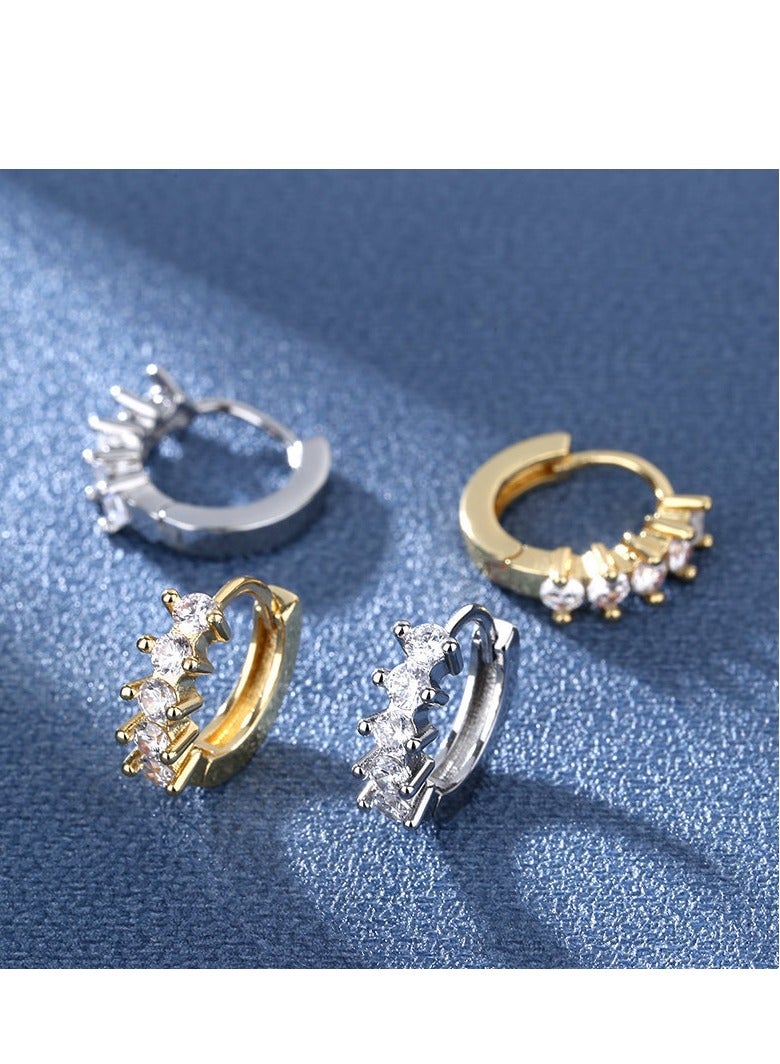 2025 New Luxury 925 Sterling Silver CZ Geometric Hoop Earrings – Fashionable Prong-Set Zircon Huggie Hoops, Hypoallergenic Jewelry for Women, Wedding & Daily Wear Accessories, Trendy Gift Idea - Image 4