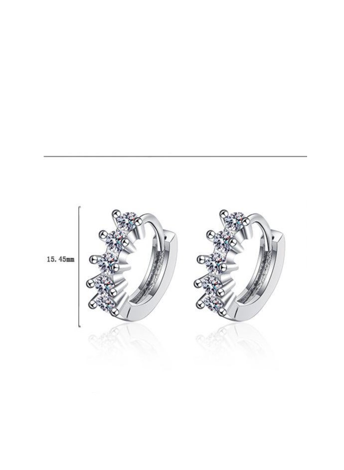 2025 New Luxury 925 Sterling Silver CZ Geometric Hoop Earrings – Fashionable Prong-Set Zircon Huggie Hoops, Hypoallergenic Jewelry for Women, Wedding & Daily Wear Accessories, Trendy Gift Idea - Image 5