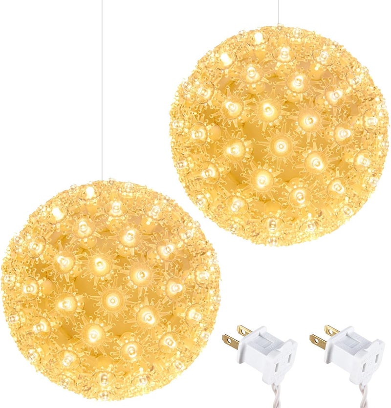 Brightown 6 Christmas Lights Ball Outdoor Sphere Lights 100 Replaceable LED Bulbs Plug in for Xmas Indoor Party Wedding Home Commercial Decorations - Image 1