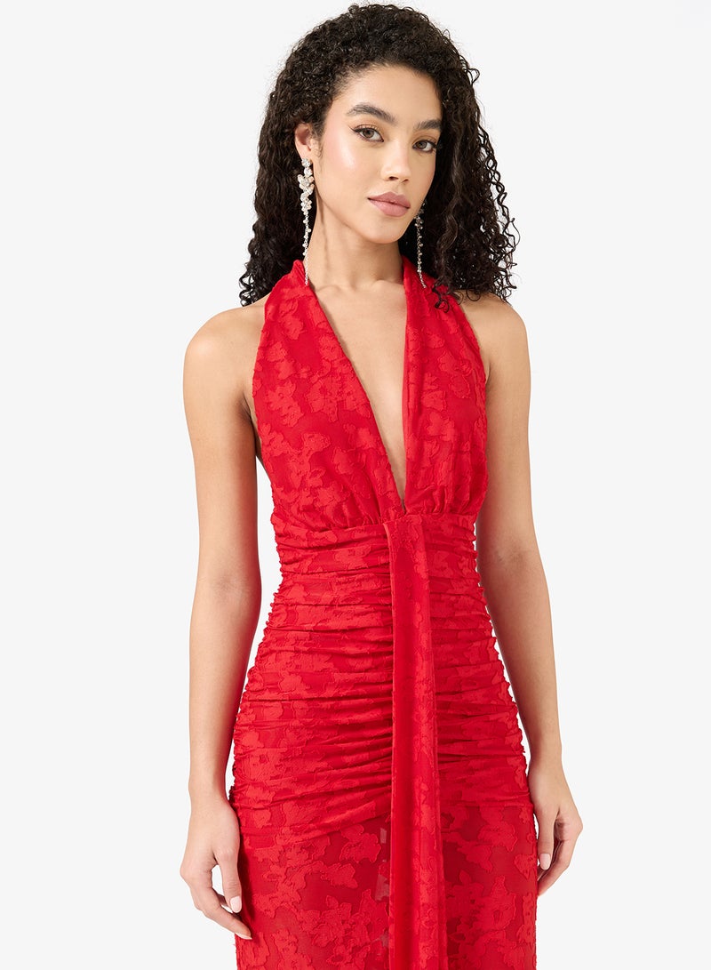 Ginger Plunge Neck Lace Detail Bodycon Dress - Image 3
