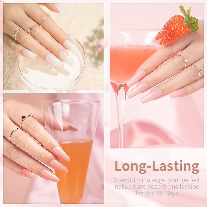 RARJSM Nude Sheer Jelly Pink Gel Nail Polish Set of 6 Transparent Colors LED UV Gel Soak Off Clear Taffy Brown Milky White French Manicure Nail Gelpolish Varnish Curing Requires 7.5ml for Home Salon - Image 2