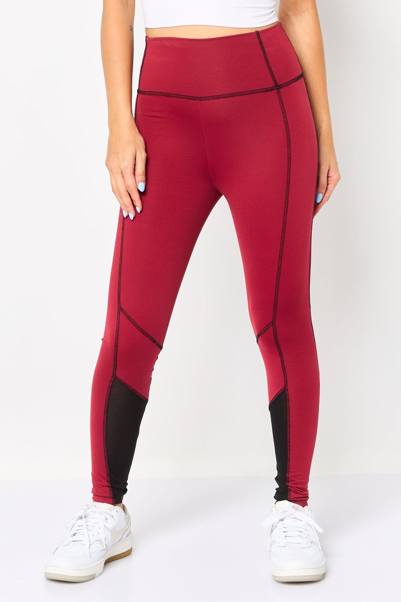 Karl Lagerfeld Women Plain Pull On Leggings, Burgundy - Image 1