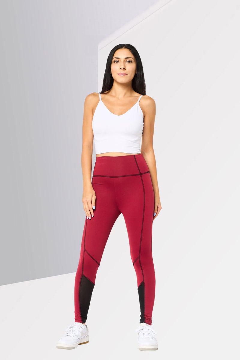 Karl Lagerfeld Women Plain Pull On Leggings, Burgundy - Image 2