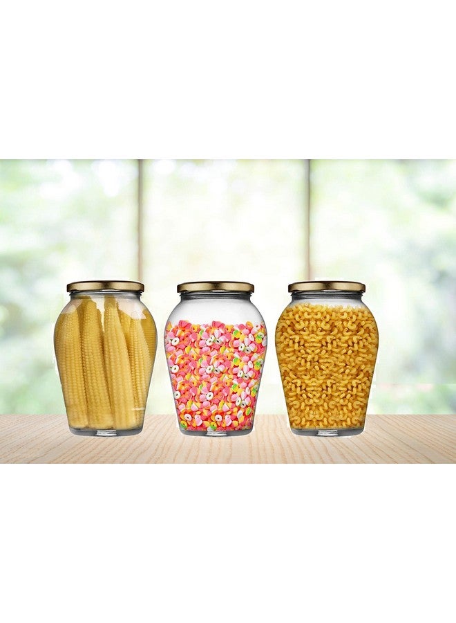 Ash & Roh® - Clear Glass Jar And Container With Air Tight Lid Storage of Spices and Dry Fruit (1000 ML BIG POT, 4) - Image 5