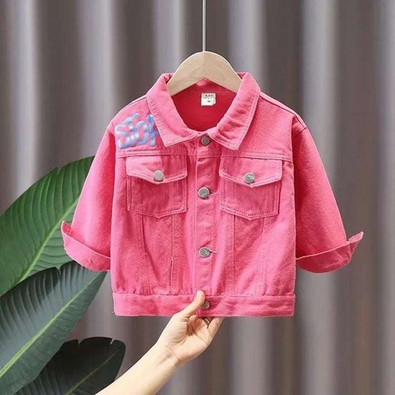 Girls' Denim Coat Korean Style Children'S Casual Clothes Women'S Treasure Coat Styline Outer Wear Top - Image 1