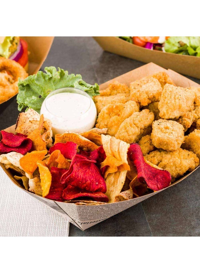 Restaurantware Bio Tek 2 Pound Food Boats, 200 Disposable Paper Food Trays - Heavy-Duty, Greaseproof, Newsprint Paper Boats, For Snacks, Appetizers, Or Treats, Use At Parties Or Carnivals - Image 3