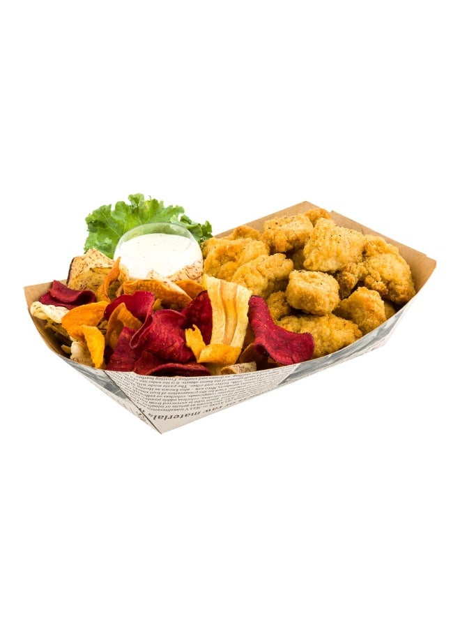 Restaurantware Bio Tek 2 Pound Food Boats, 200 Disposable Paper Food Trays - Heavy-Duty, Greaseproof, Newsprint Paper Boats, For Snacks, Appetizers, Or Treats, Use At Parties Or Carnivals - Image 2