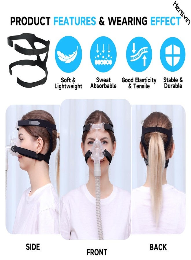 Hersvin Universal CPAP Headgear 2 Pack, Hersvin Replacement Headband Straps Compatible with Most Nasal, Full-Face Sleep Apnea Masks of Respironics, Resmed, Resmart Ventilator (Dark Black) - Image 4