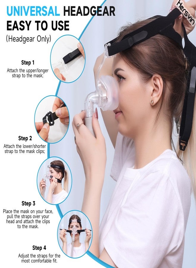 Hersvin Universal CPAP Headgear 2 Pack, Hersvin Replacement Headband Straps Compatible with Most Nasal, Full-Face Sleep Apnea Masks of Respironics, Resmed, Resmart Ventilator (Dark Black) - Image 3