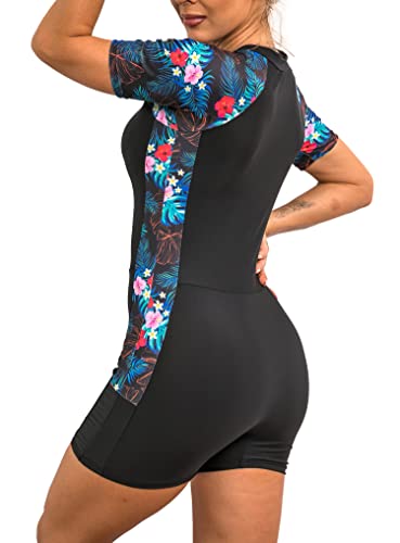 YATEEN Women Rash Guard Long Sleeve One Piece Swimsuit Surfing Bathing Suit UPF 50+ Athletic Swimwear Black/Red - Image 5