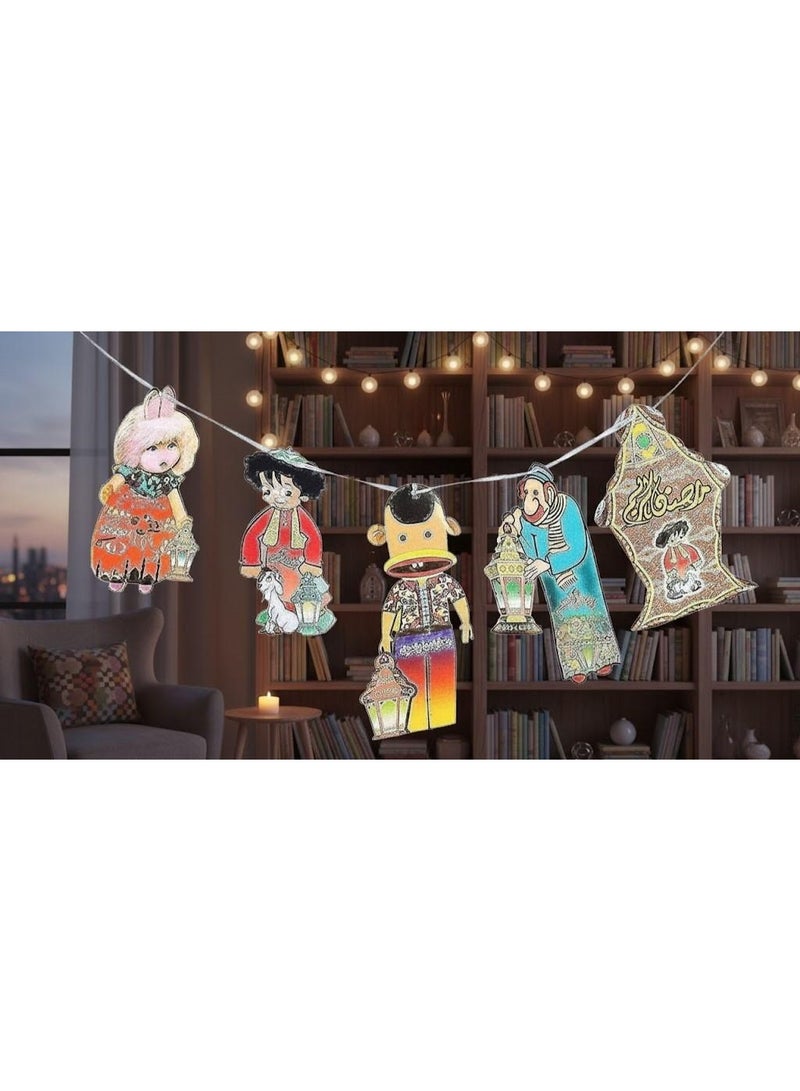 Small Cartoon Character Paper Decorations for Ramadan – Available in Various Colors and Designs - Image 3