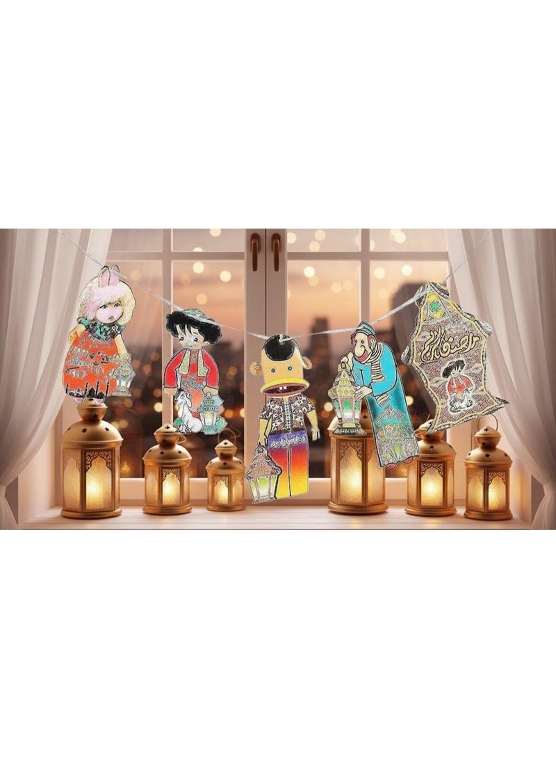 Small Cartoon Character Paper Decorations for Ramadan – Available in Various Colors and Designs - Image 2