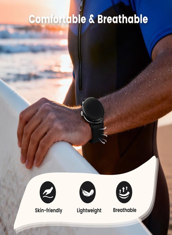 BandRain Nylon Loop Sport Bands Compatible with Google Pixel Watch 4/3/2/1 45mm 41mm Band, Upgraded All-Steel Connector, Soft Breathable Braided Replacement Straps for Women Men - Image 4