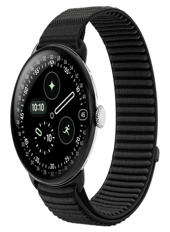 BandRain Nylon Loop Sport Bands Compatible with Google Pixel Watch 4/3/2/1 45mm 41mm Band, Upgraded All-Steel Connector, Soft Breathable Braided Replacement Straps for Women Men - Image 1