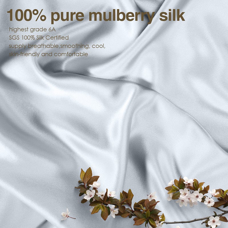 J JIMOO 100% Pure Mulberry Silk Pillowcase for Hair and Skin, Both Sides 19 Momme Pure Natural Silk Pillowcases Soft Breathable Standard 20''Ã—26'', Silver Grey 1 Pack - Image 2