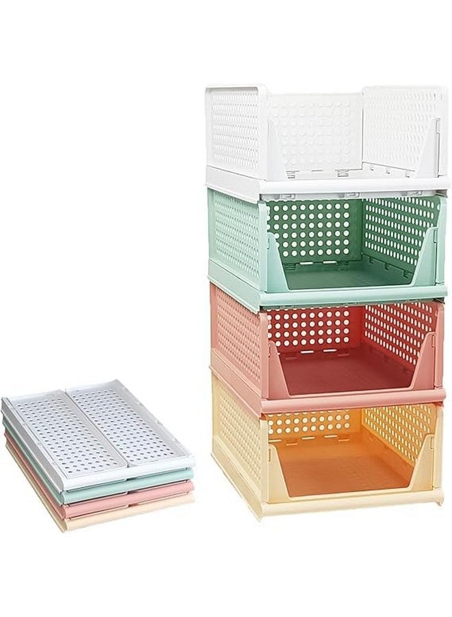 JEYANG Foldable Plastic Wardrobe Organizer - Stackable Storage Solution for Clothes, Ideal for Bathroom, Kitchen, and Bedroom Use (Pack of 12, Multicolor) - Image 1