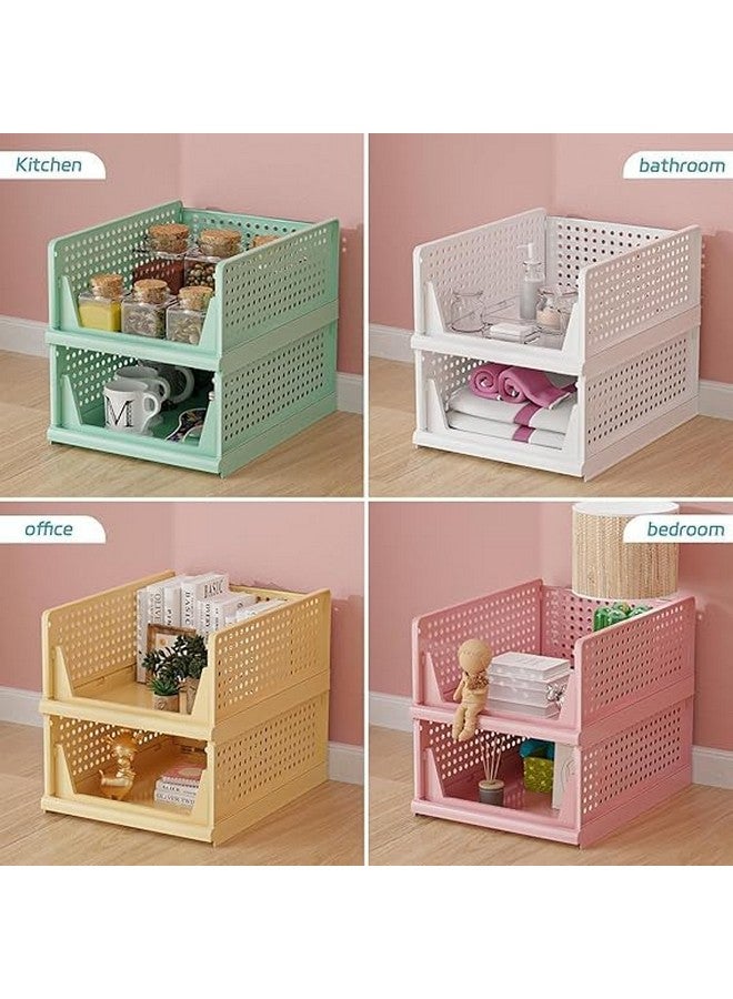 JEYANG Foldable Plastic Wardrobe Organizer - Stackable Storage Solution for Clothes, Ideal for Bathroom, Kitchen, and Bedroom Use (Pack of 12, Multicolor) - Image 2