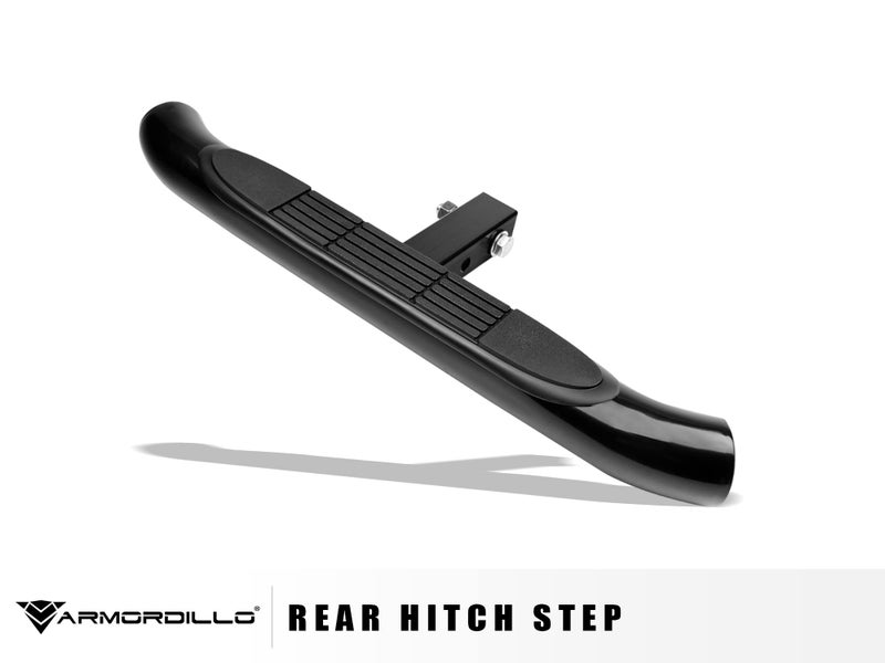 Armordillo 3" Round Tubing Steel Hitch Step for Class 4 Trailer Hitch in Black|2" Hitch Receiver Step Gloss Black 8718698 - Image 2