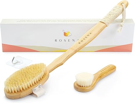 rosena Dry Body Brush Facial Brush Exfoliate Rejuvenate and Restore Lost Luster 2 Dry Brushes Uniquely Designed for Face and Body Stimulate Lymphatic Drainage and Minimize Cellulite - Image 1